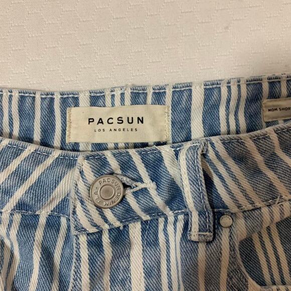 PacSun Blue and White Striped Denim Shorts Mom Short Size 27 - Picture 3 of 4